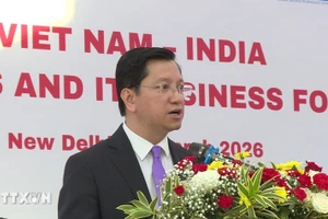 Nguyen Thanh Hai, embajador de Vietnam en la India, pronuncia un discurso en el evento. (Foto: VNA)