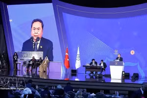 El presidente de la Asamblea Nacional, Tran Thanh Man, interviene en el debate general de la UIP-152. Foto: VNA