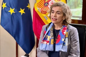 La embajadora de España en Vietnam, Carmen Cano De Lasala, en entrevista con la VNA. (Foto: VNA)