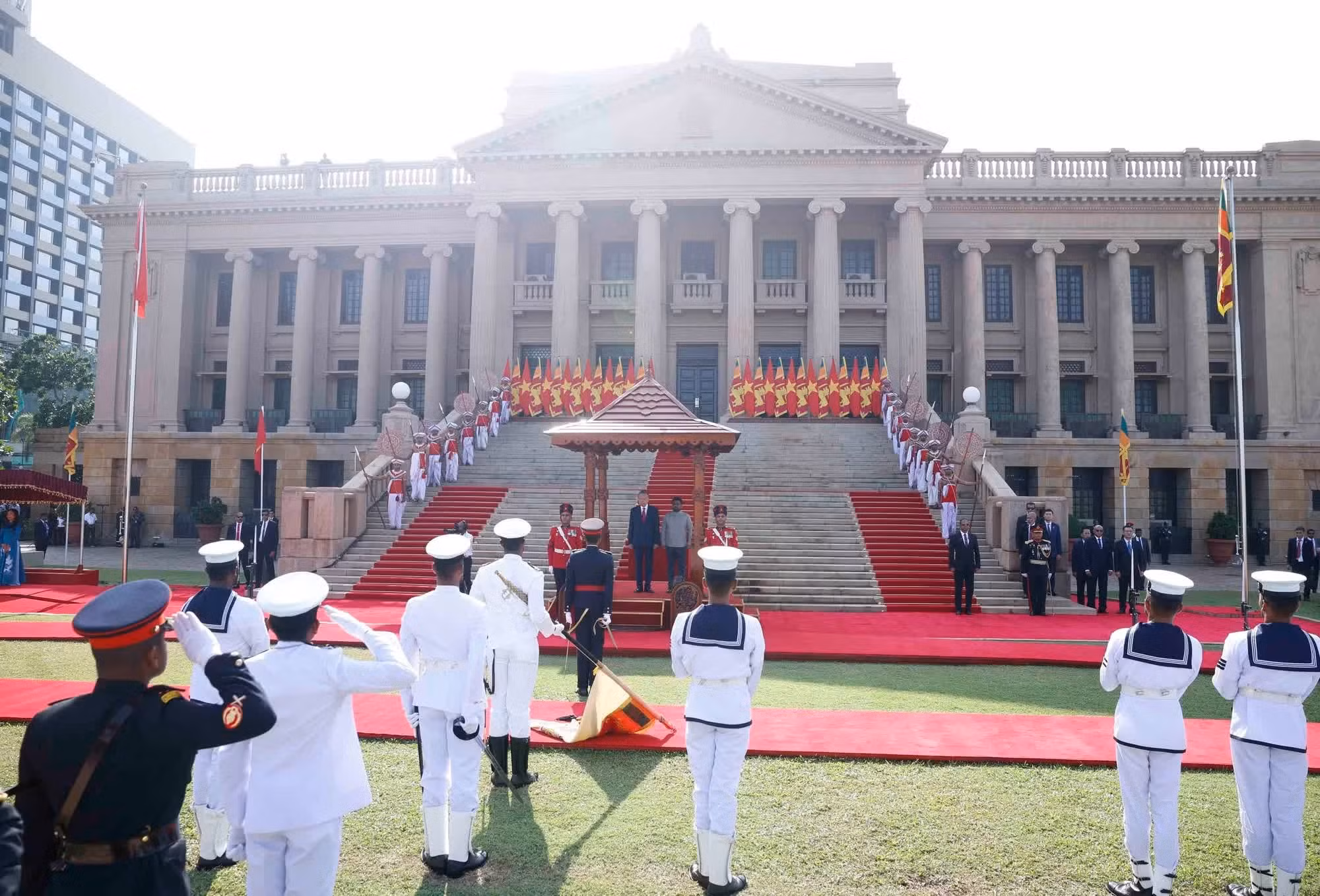 Vista de la ceremonia oficial de bienvenida. (Foto: Thong Nhat/VNA)