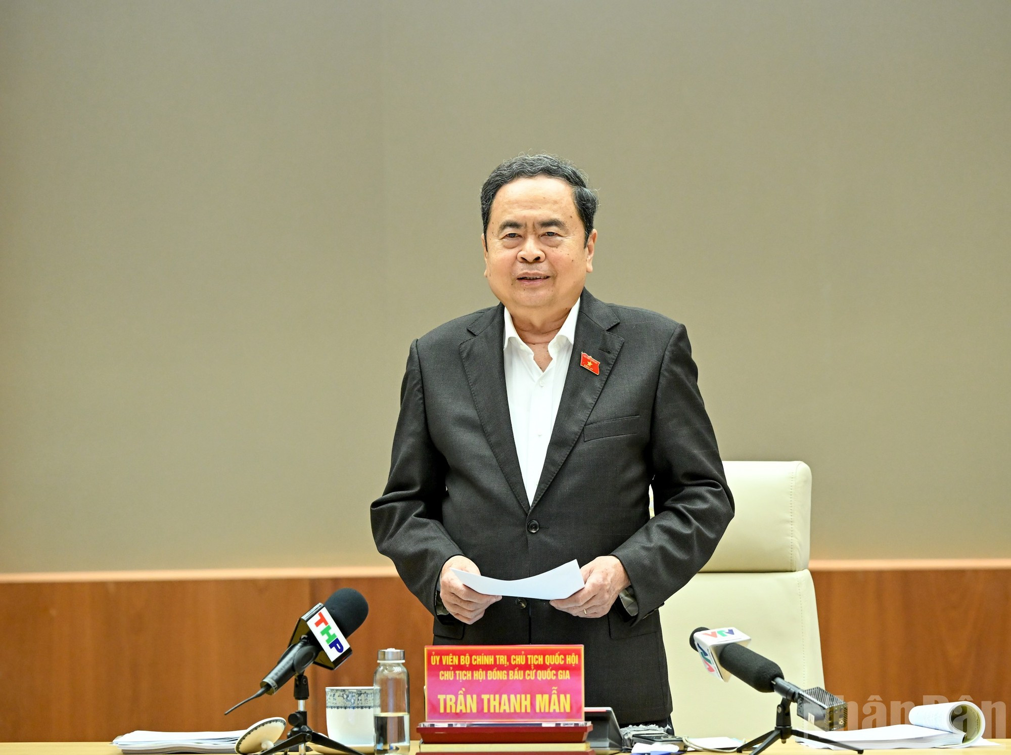 El presidente de la ANV, Tran Thanh Man, pronuncia el discurso de clausura.