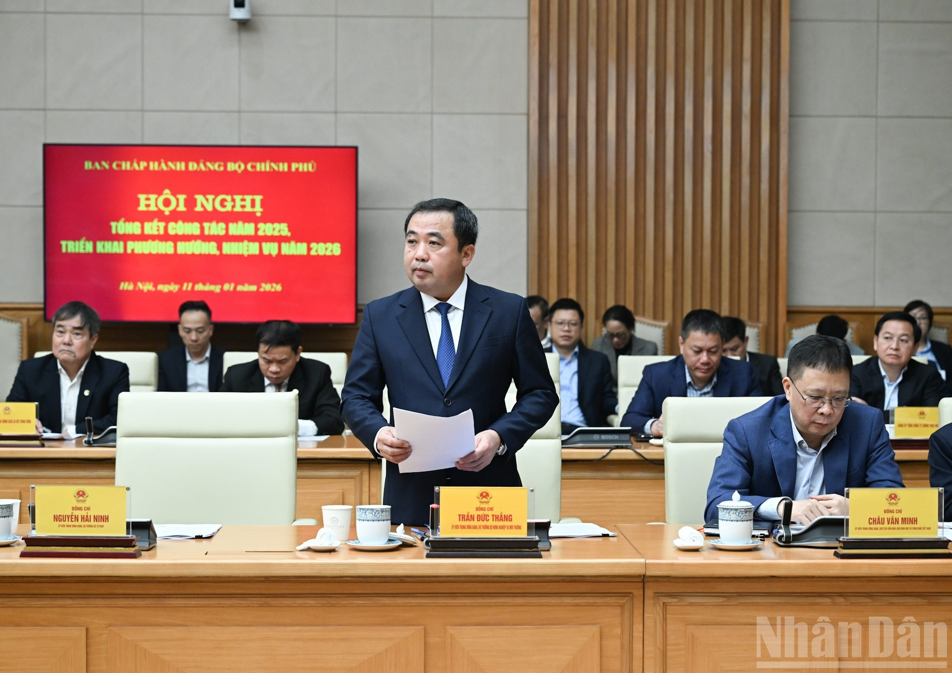 El ministro de Agricultura y Medio Ambiente, Tran Duc Thang, interviene.