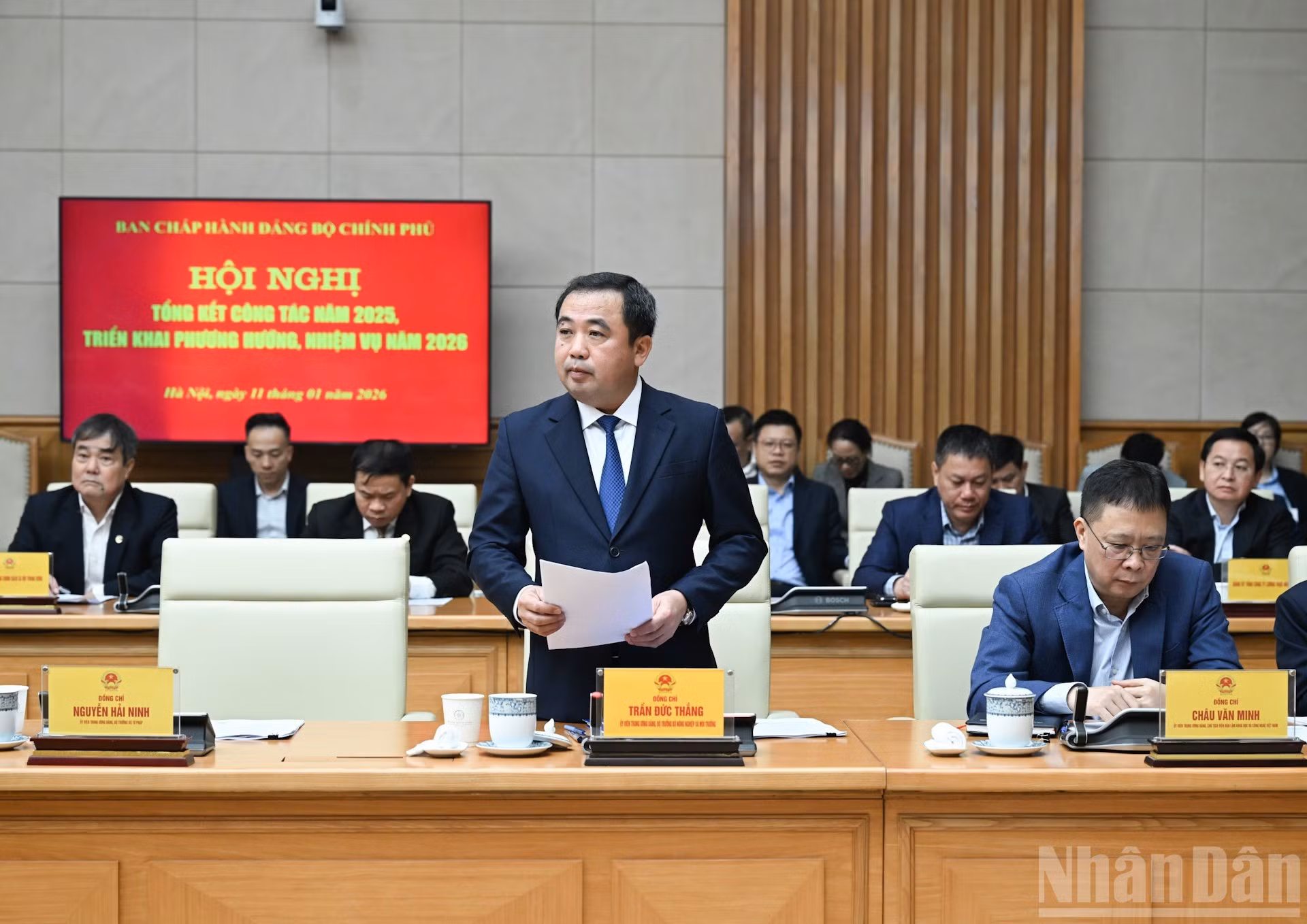 El ministro de Agricultura y Medio Ambiente, Tran Duc Thang, interviene.