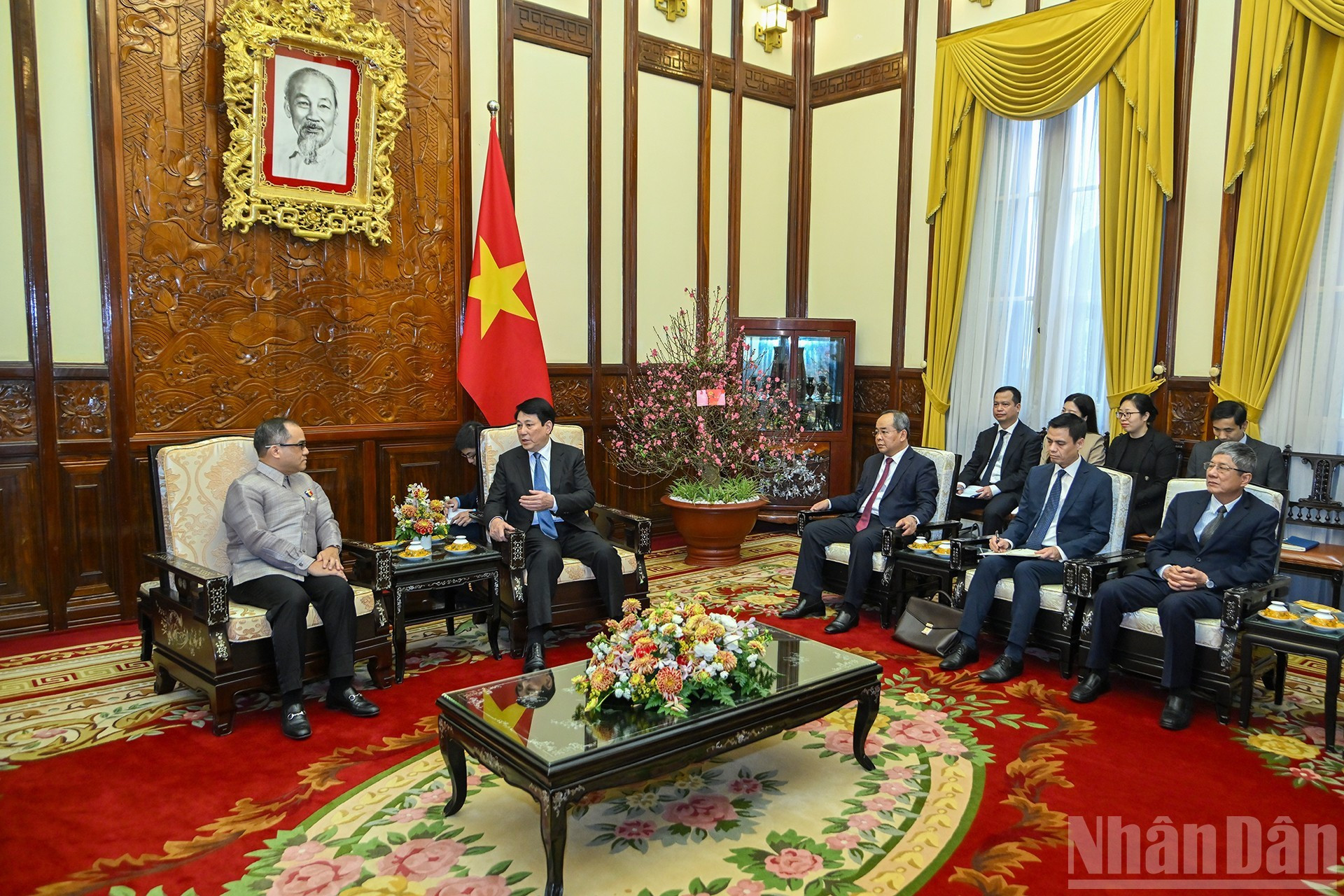 Vista general de la recepción en el Palacio Presidencial.