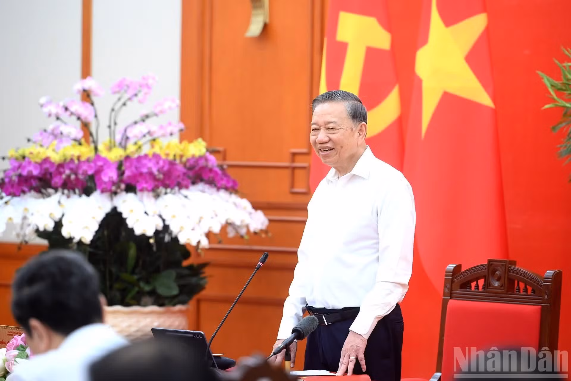 El secretario general del PCV y presidente de Vietnam, To Lam, habla en la cita.