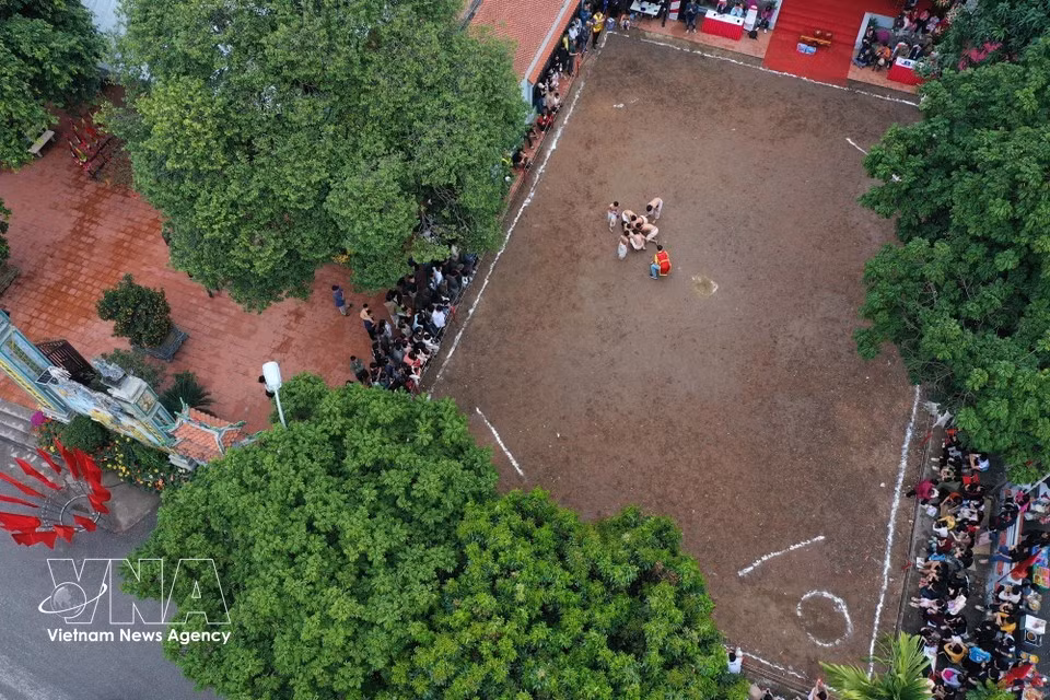 El festival se organiza para conmemorar los méritos de la deidad patrona de la aldea, Linh Lang Dai Vuong, honrar la tradición marcial y preservar la identidad cultural local. (Foto: VNA)