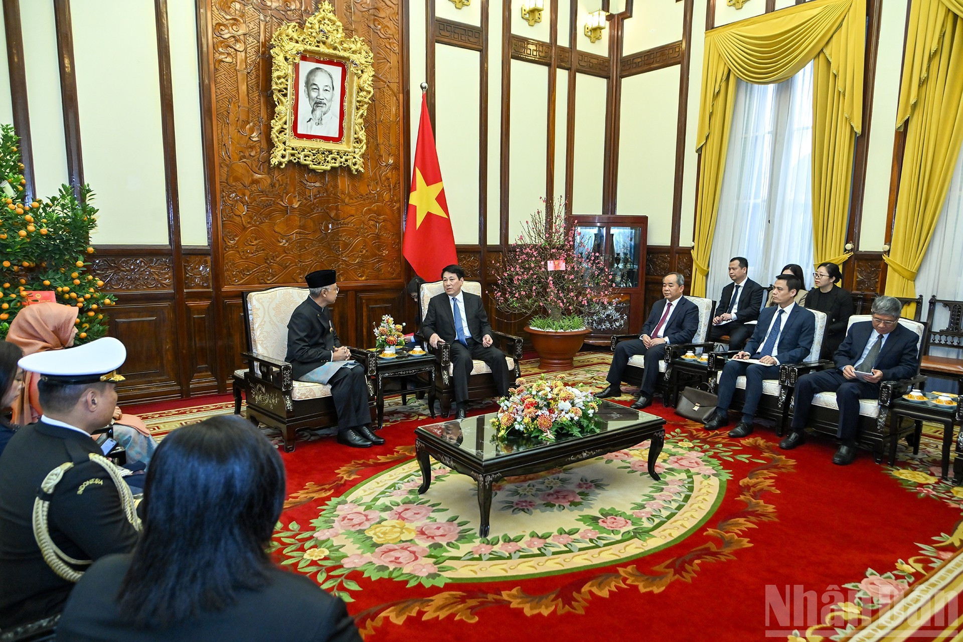 Vista general de la recepción en el Palacio Presidencial.