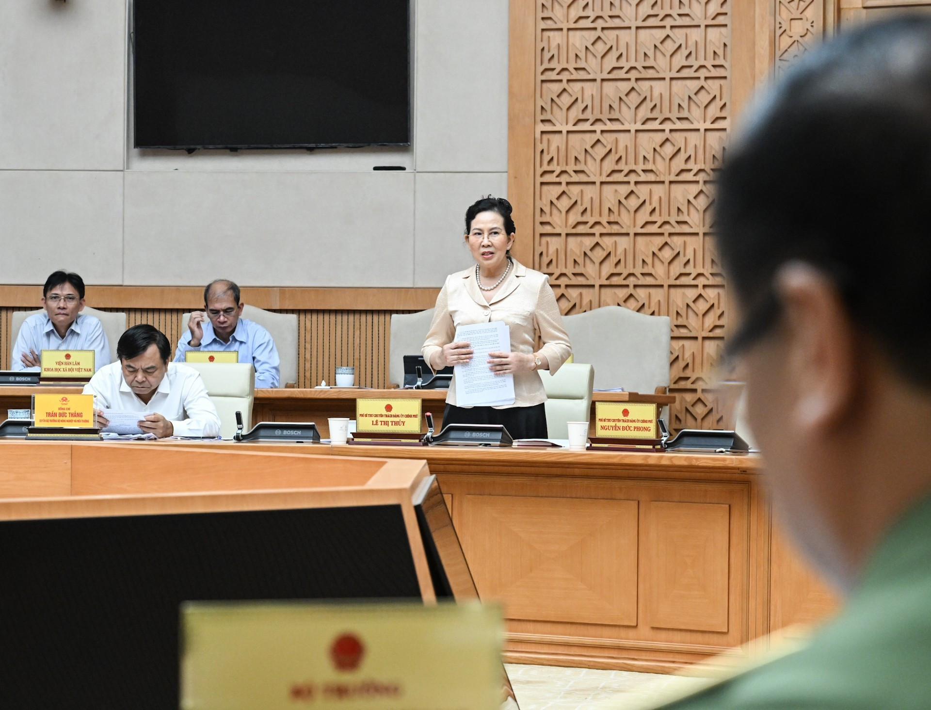 La subdirectora permanente del Comité partidista del Gobierno, Le Thi Thuy, interviene en la cita.