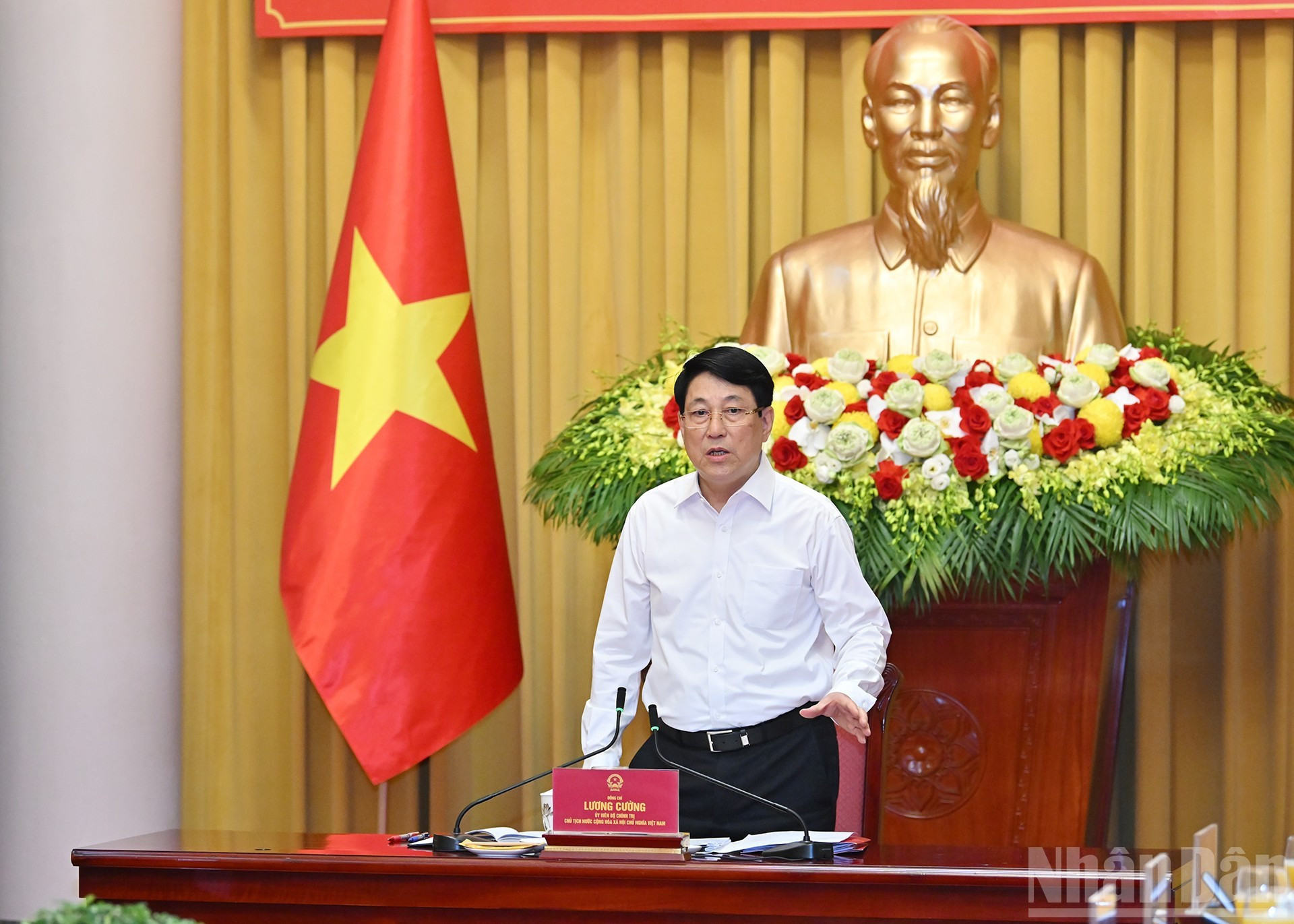 El presidente Luong Cuong pronuncia un discurso. El presidente Luong Cuong pronuncia un discurso.