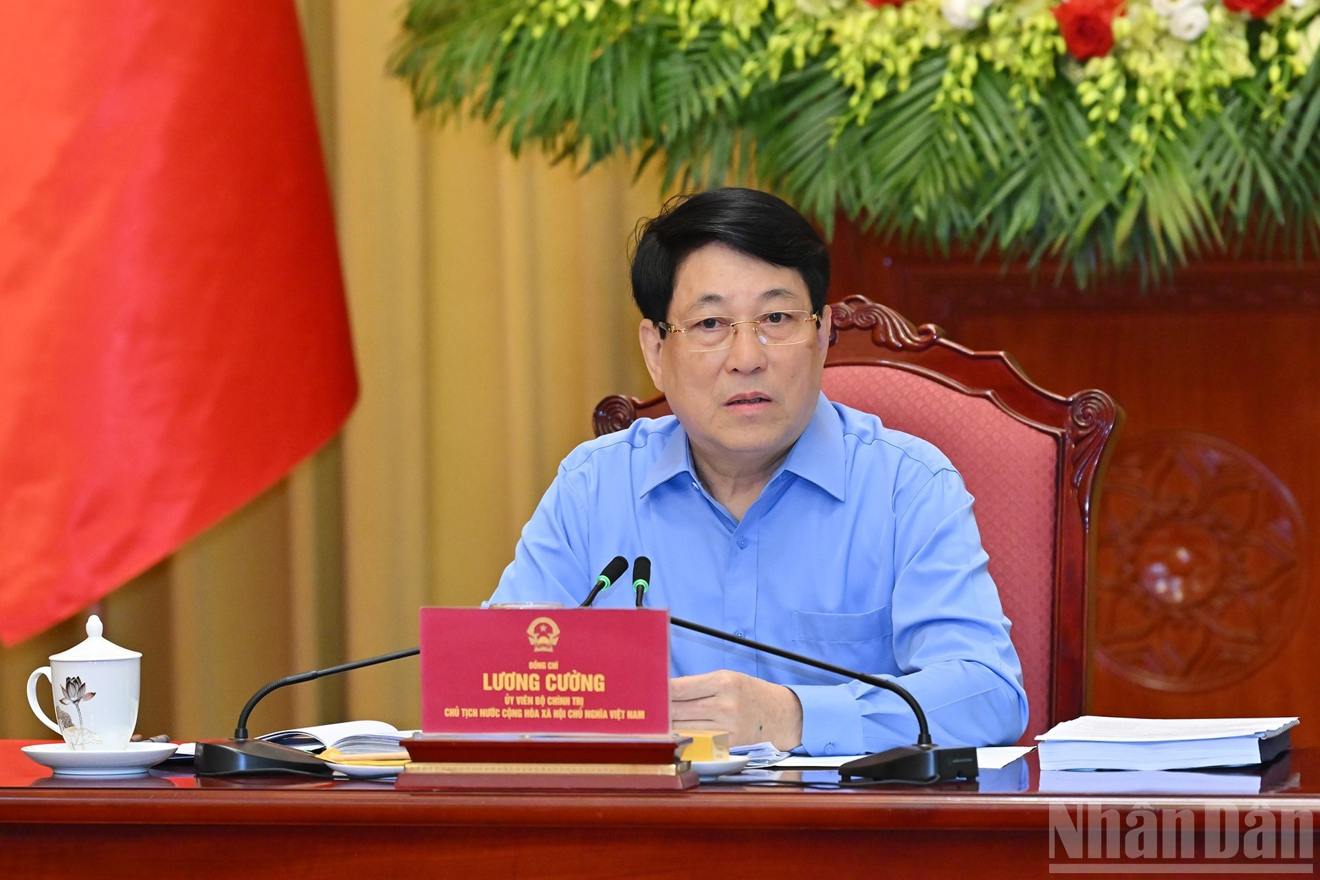 El presidente Luong Cuong pronuncia un discurso. El presidente Luong Cuong pronuncia un discurso.