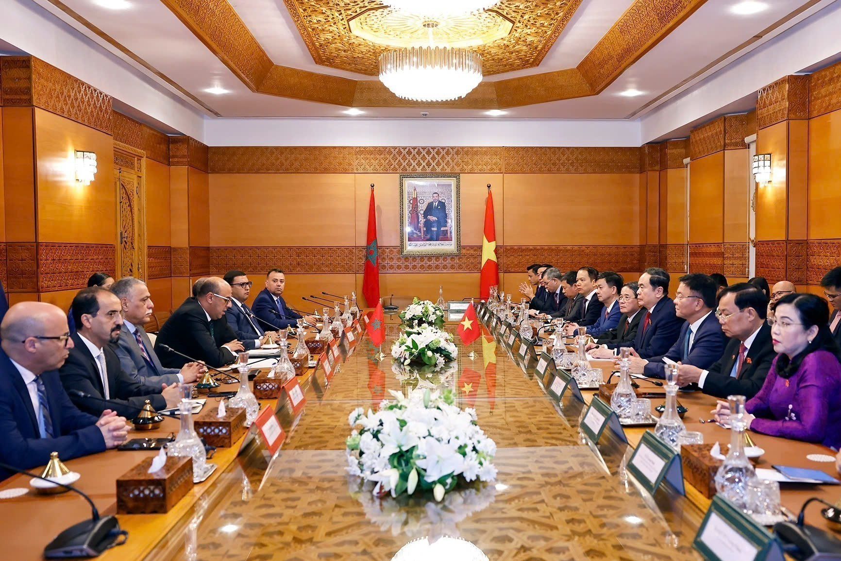 Tran Thanh Man se reúne con Mohamed Ould Errachid. (Foto: Doan Tan/VNA)