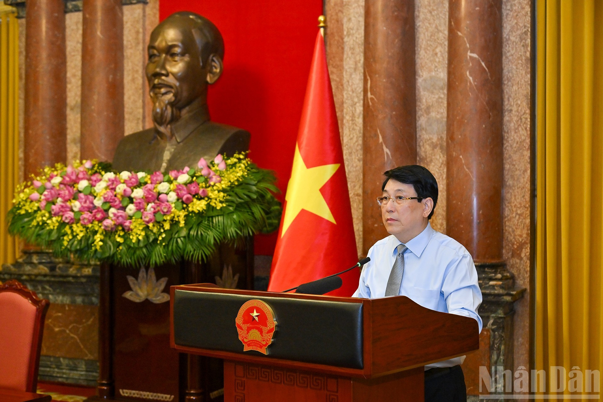 El presidente Luong Cuong interviene en el encuentro.
