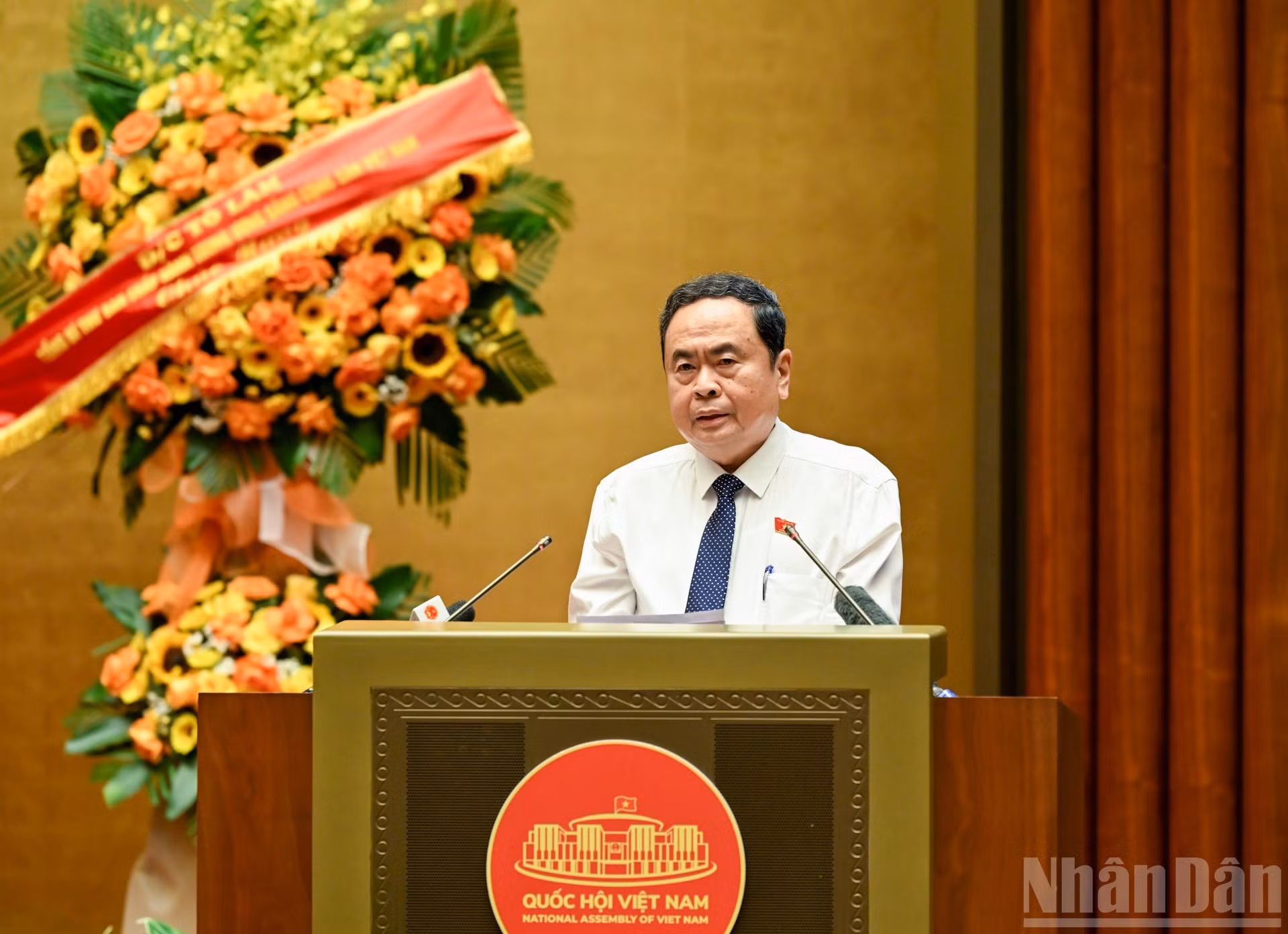 El presidente de la ANV, Tran Thanh Man, pronuncia el discurso de apertura.