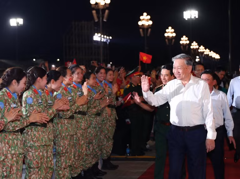 El secretario general del PCV, To Lam, en el acto celebrado en la Plaza Ba Dinh, en Hanói.