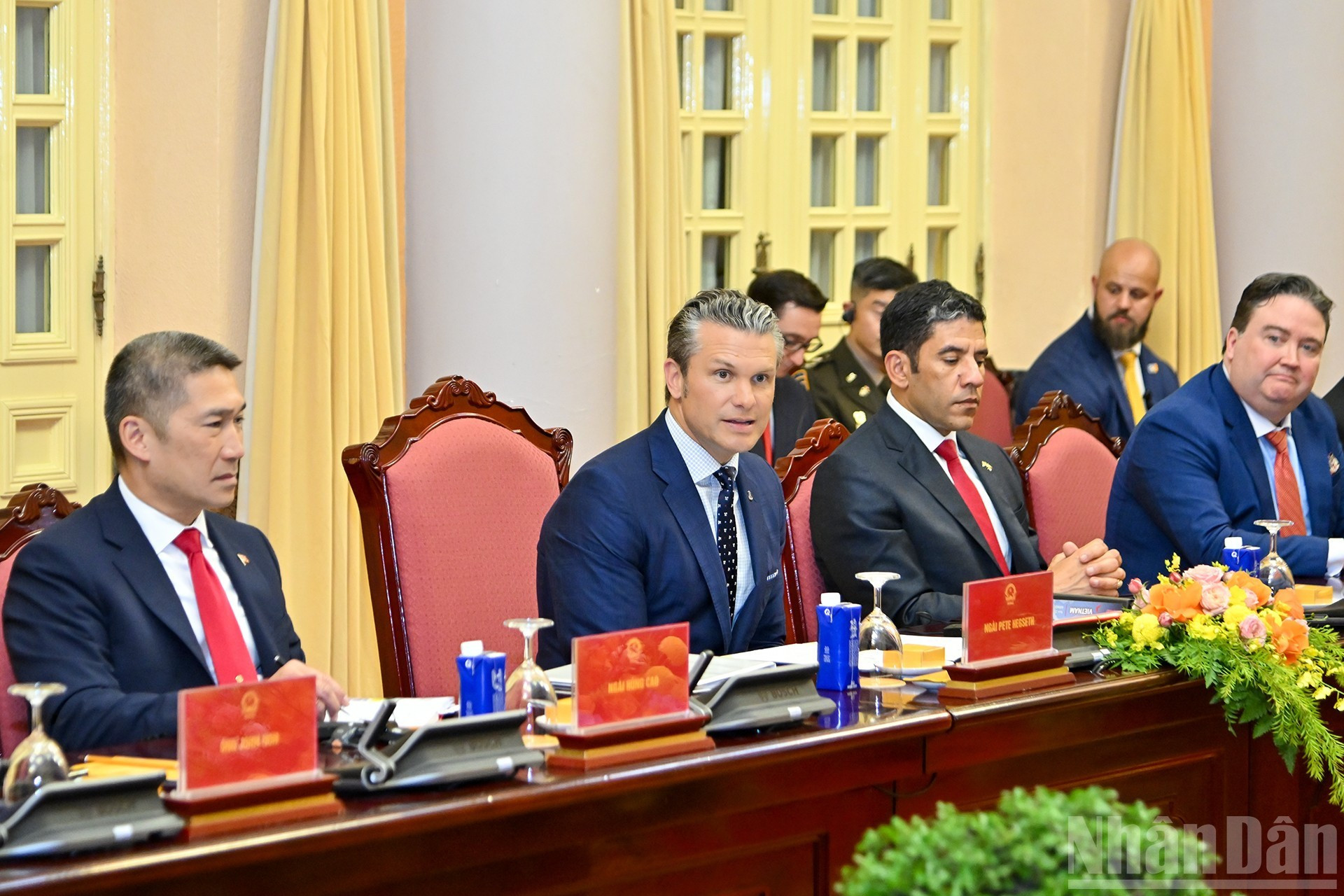 El secretario de Guerra de Estados Unidos, Pete Hegseth, habla en la cita.