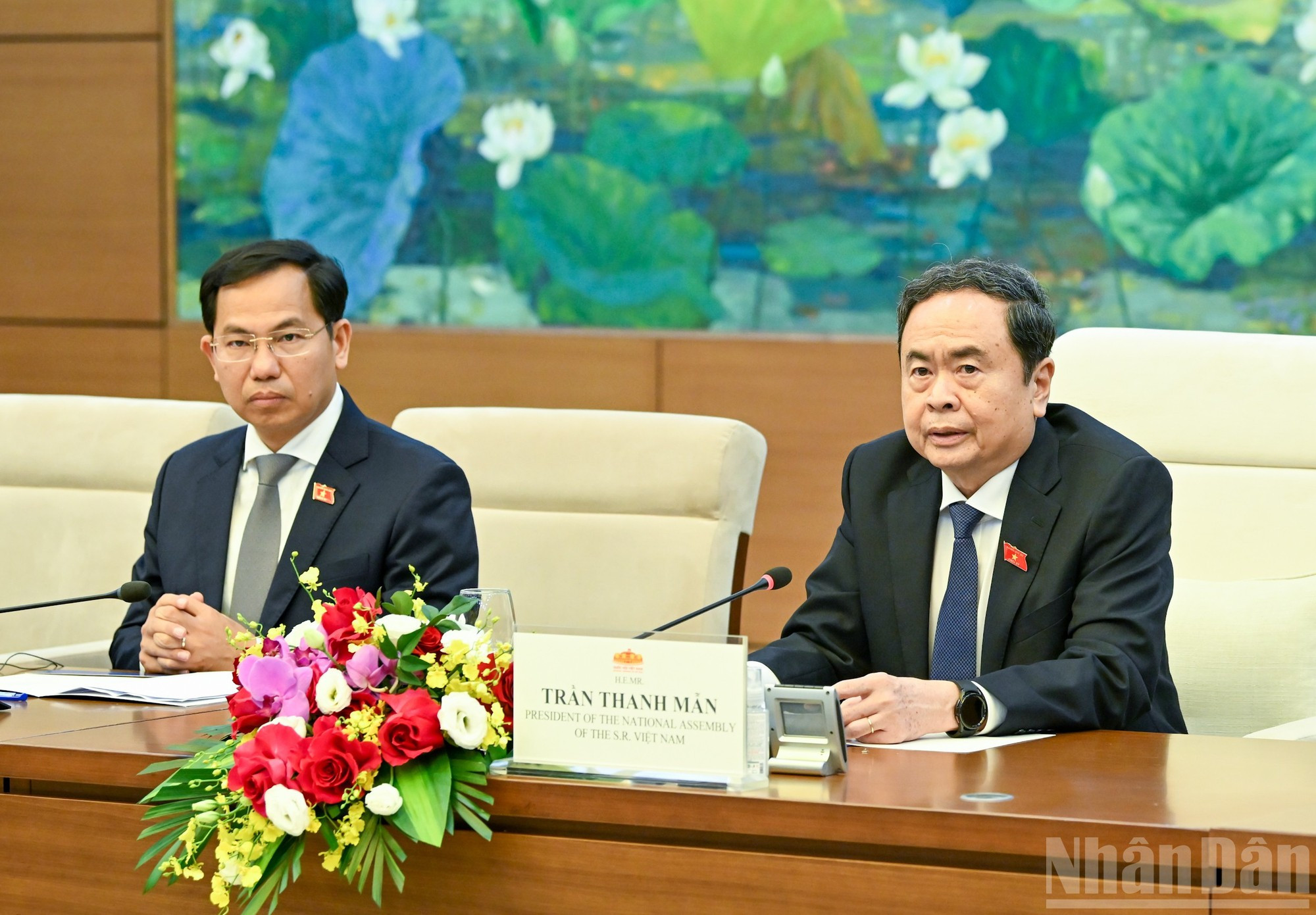 El presidente de la ANV, Tran Thanh Man, habla en la reunión.