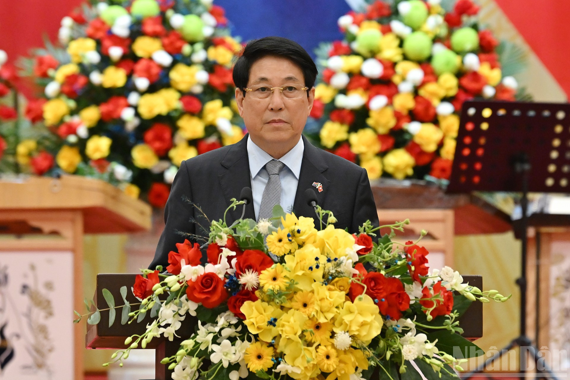 El presidente Luong Cuong interviene en el banquete. El presidente Luong Cuong interviene en el banquete.