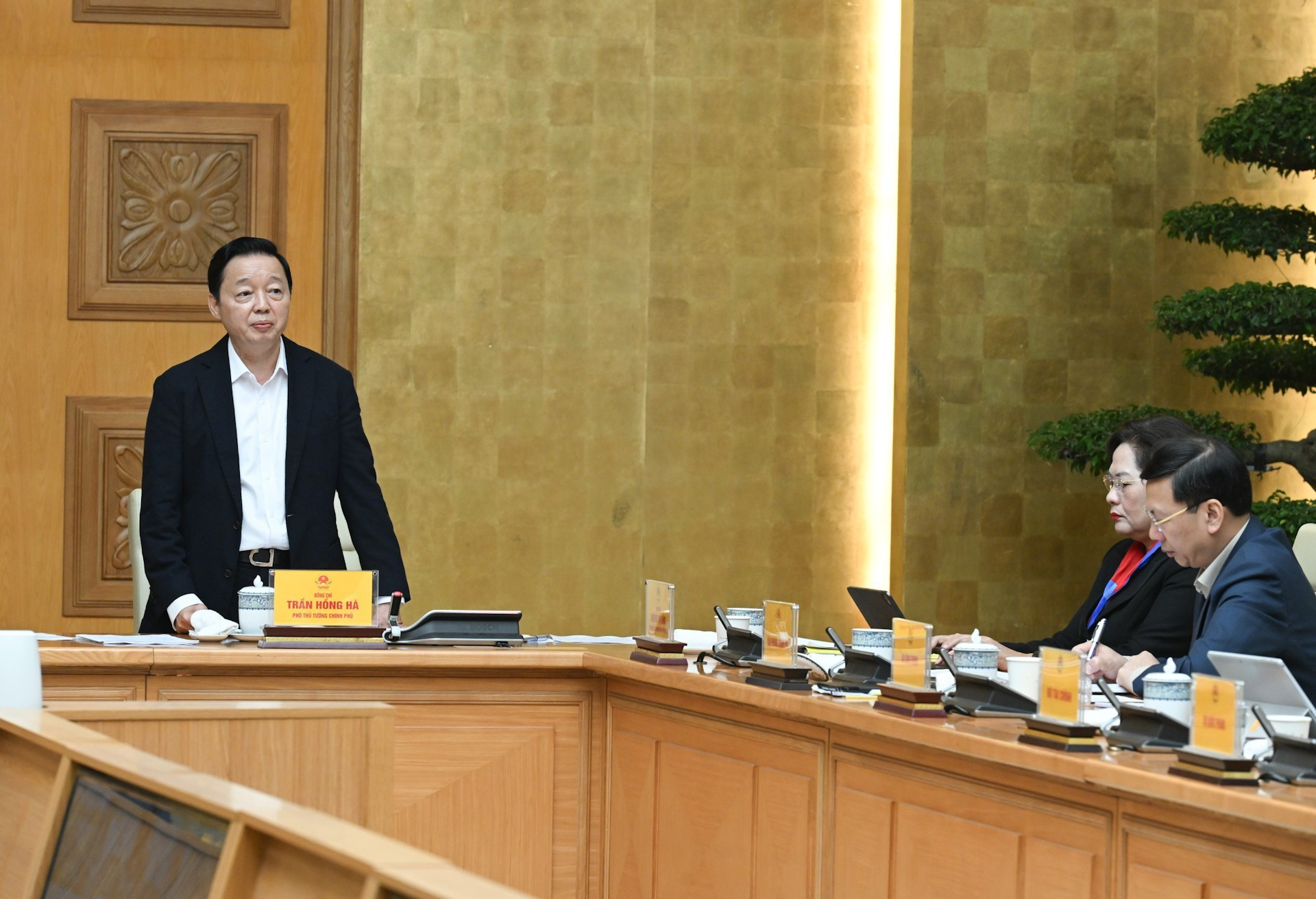 El viceprimer ministro Tran Hong Ha interviene en la cita.