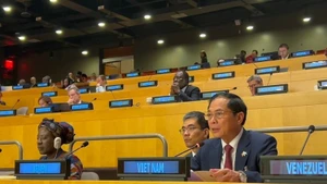 El viceprimer ministro vietnamita Bui Thanh Son interviene en la cita (Foto: VNA) 