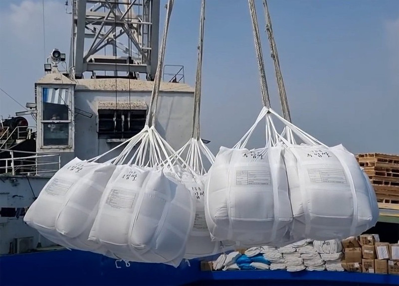 Carga de arroz de exportación a bordo de un barco en un puerto marítimo de Ciudad Ho Chi Minh. (Foto: nongnghiepmoitruong.vn)