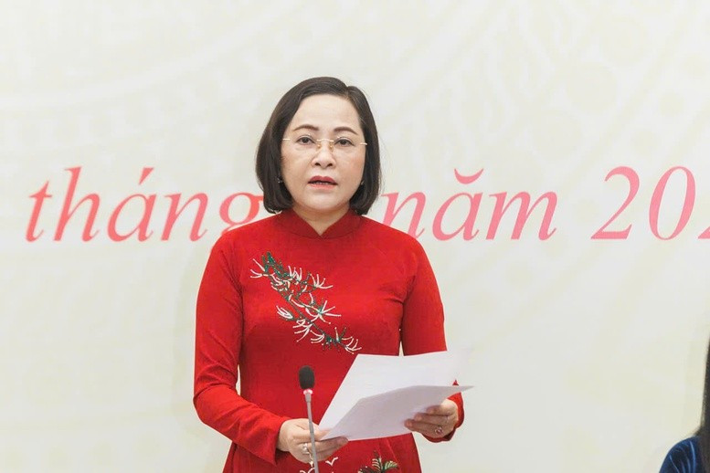 La vicepresidenta de la Asamblea Nacional, Nguyen Thi Thanh, habla en la cita. (Foto: VGP)