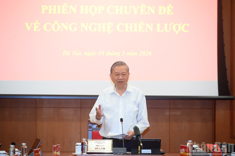 El secretario general del Partido Comunista de Vietnam, To Lam, habla en la cita (Foto: Nhan Dan)