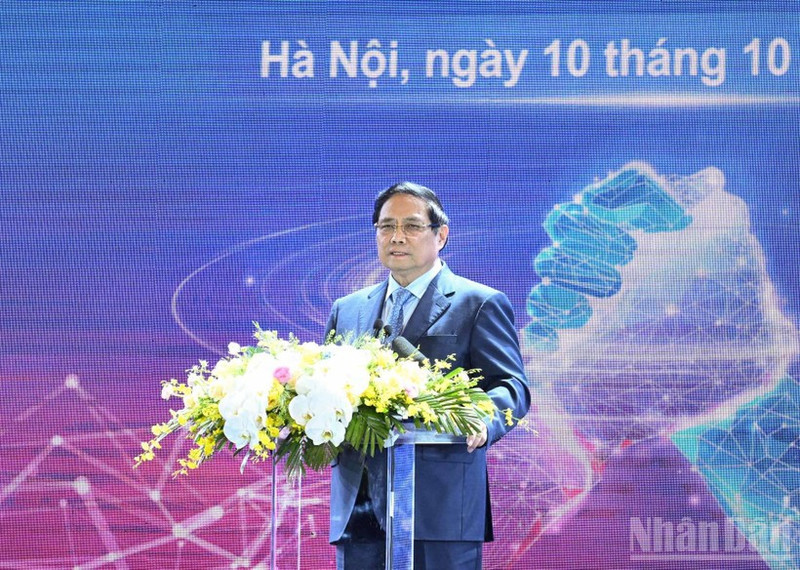 El primer ministro de Vietnam, Pham Minh Chinh, habla en la cita. (Foto: Nhan Dan)