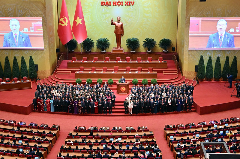 Sesión de clausura del XIV Congreso Nacional del Partido Comunista de Vietnam. (Foto: Nhan Dan)