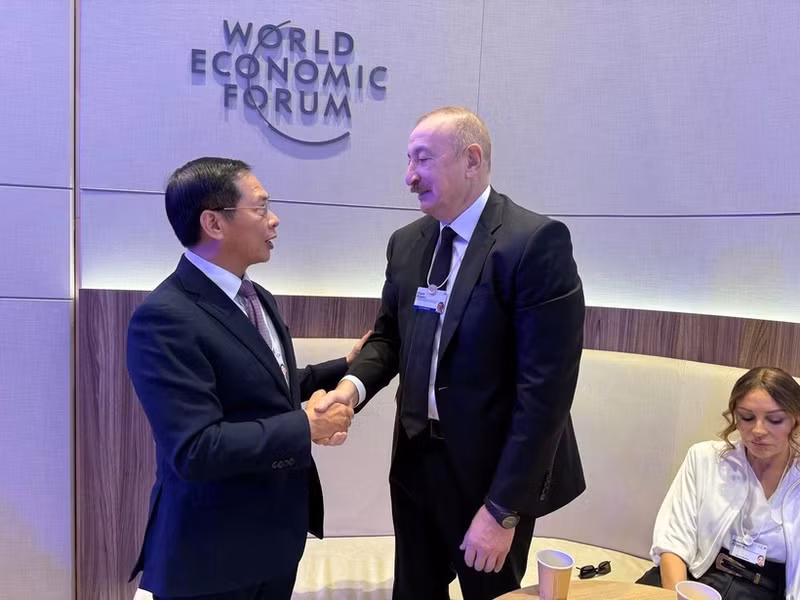 El viceprimer ministro de Vietnam, Bui Thanh Son (izquierda), se reúne con el presidente de Azerbaiyán, Ilham Aliyev (Foto: VNA)