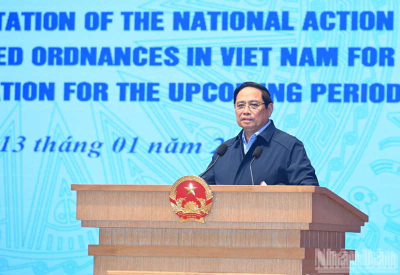 El primer ministro de Vietnam, Pham Minh Chinh, interviene en la cita. (Foto: Nhan Dan)