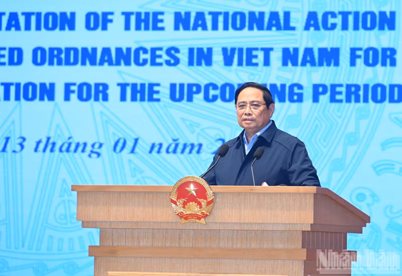 El primer ministro de Vietnam, Pham Minh Chinh, interviene en la cita. (Foto: Nhan Dan)