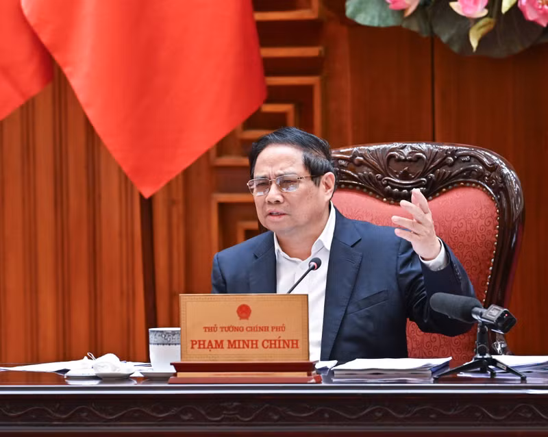 El primer ministro Pham Minh Chinh habla en el evento. (Foto: Nhan Dan)