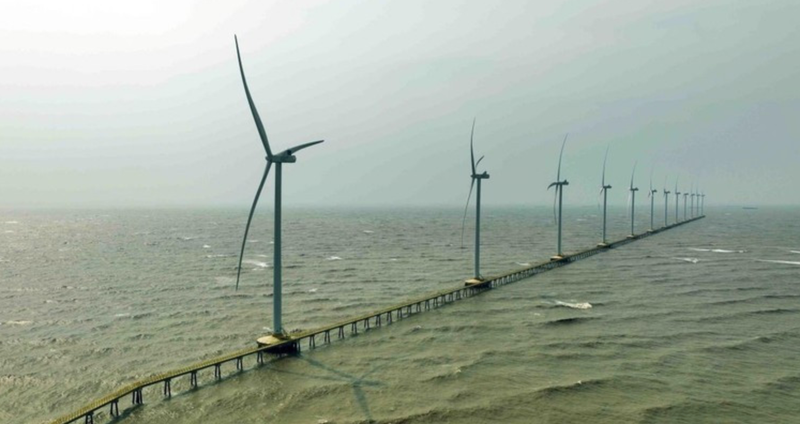 Planta de energía eólica en la ciudad de Duyen Hai, provincia de Vinh Long (antes Tra Vinh). (Foto: VNA)