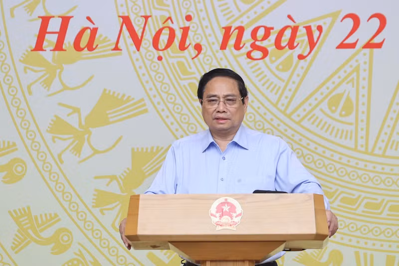 El primer ministro Pham Minh Chinh habla en la cita. (Foto: Nhan Dan)