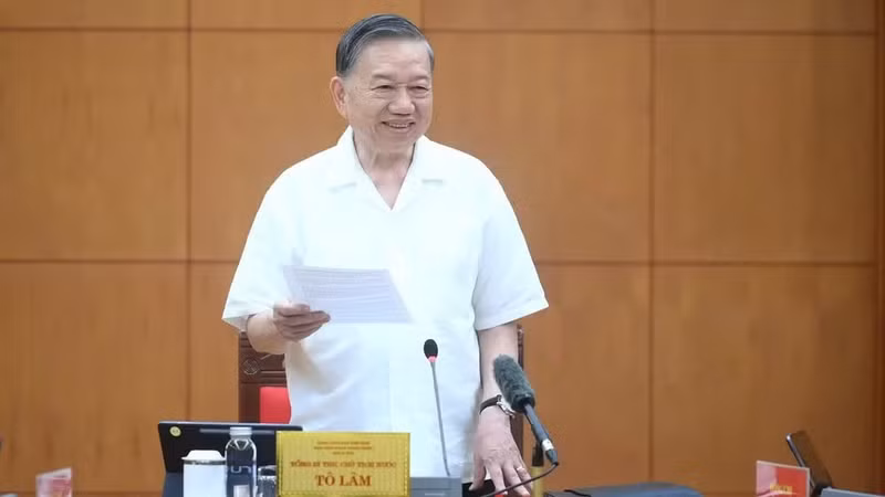 El secretario general del Partido Comunista y presidente de Vietnam, To Lam, habla en la cita. (Foto: Nhan Dan)