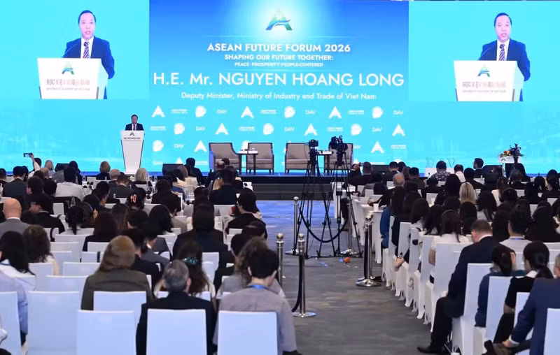 El viceministro vietnamita de Industria y Comercio Nguyen Hoang Long interviene en la sesión. (Foto: Nhan Dan)