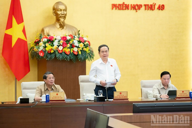 El presidente de la Asamblea Nacional, Tran Thanh Man, habla en el evento. (Foto: Nhan Dan)