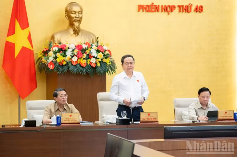 El presidente de la Asamblea Nacional, Tran Thanh Man, habla en el evento. (Foto: Nhan Dan)