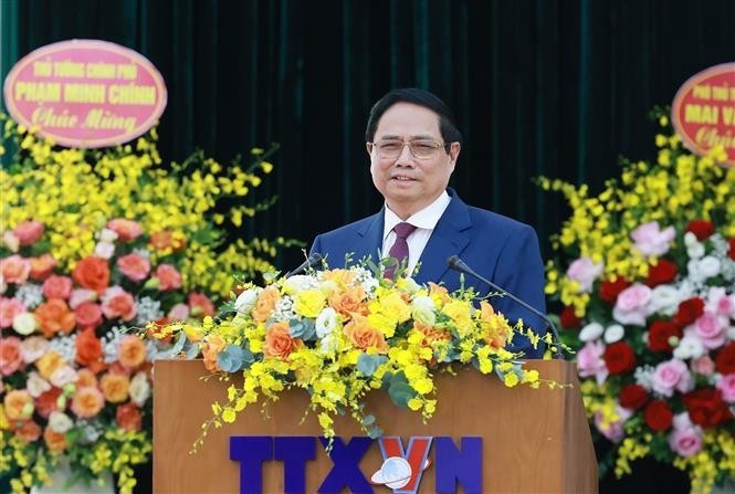 El primer ministro Pham Minh Chinh habla en la cita. (Foto: VNA)