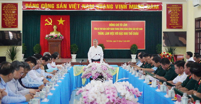 El secretario general del Partido Comunista de Vietnam, To Lam, habla en la cita. (Foto: baoangiang.com.vn)