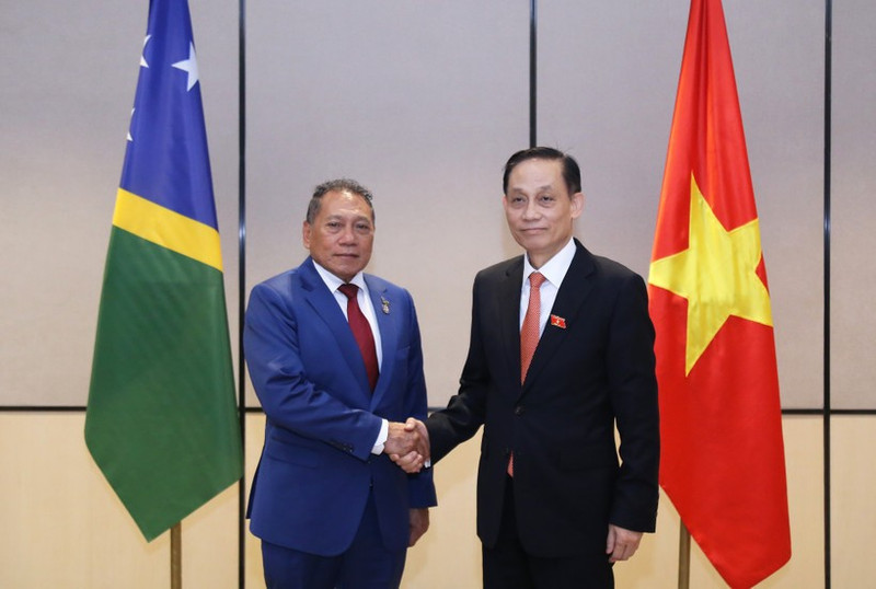 El miembro del Comité Central del Partido Comunista y ministro de Relaciones Exteriores de Vietnam, Le Hoai Trung, recibe al titular de Relaciones Exteriores y Comercio Exterior de las Islas Salomón, Peter Shanel Agovaka. (Foto: Ministerio de Relaciones Exteriores de Vietnam) 