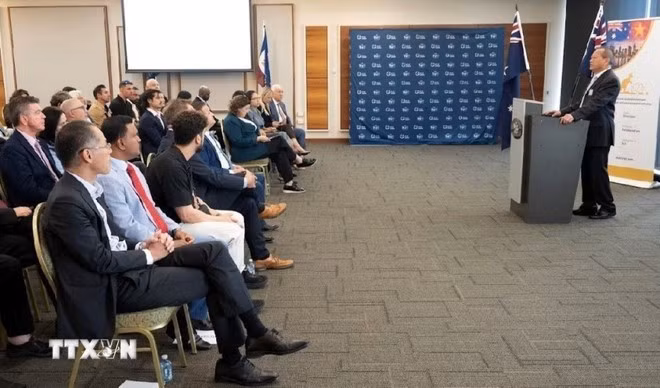 Ky Cao, presidente de NAVCCI, pronuncia un discurso en la ceremonia. Foto: VNA