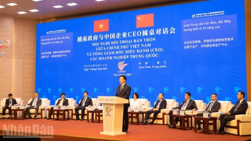 El viceprimer ministro de Vietnam Mai Van Chinh habla en la cita. (Foto: Nhan Dan)