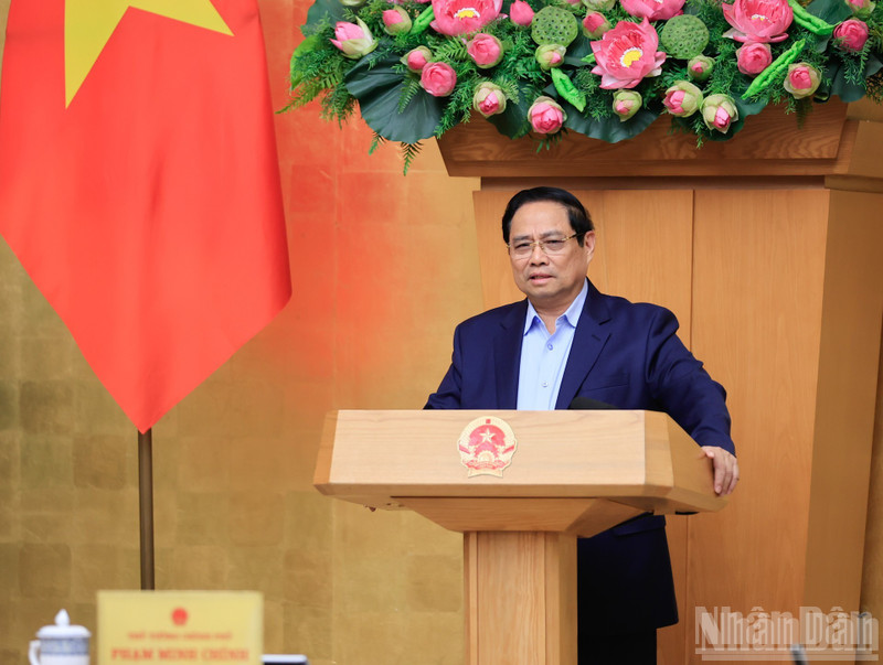 El primer ministro de Vietnam, Pham Minh Chinh, habla en la cita. (Foto: Nhan Dan)