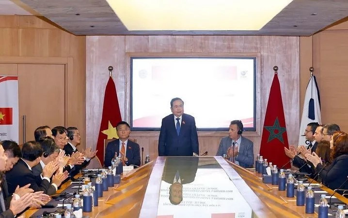 El presidente de la Asamblea Nacional (AN) de Vietnam, Tran Thanh Man, habla en el evento. (Foto: VNA)