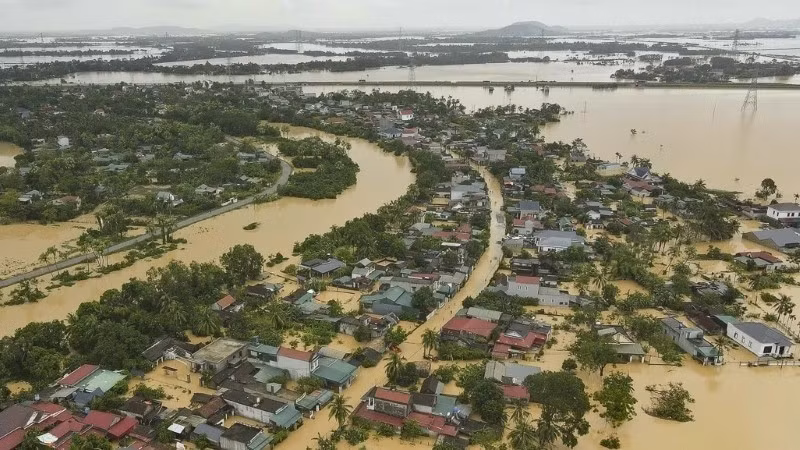 Inundaciones en la comuna de Nong Cong, provincia de Thanh Hoa. (Foto: VNA)