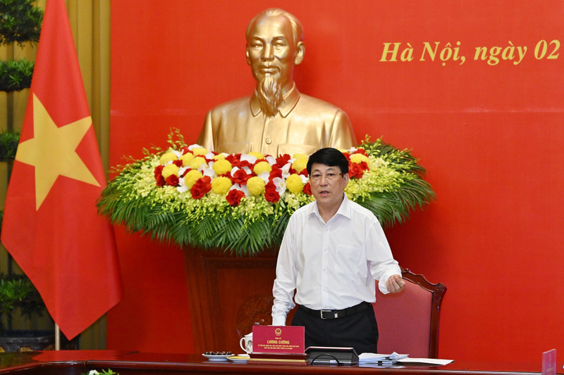 El presidente Luong Cuong habla en la reunión. (Foto: Nhan Dan)