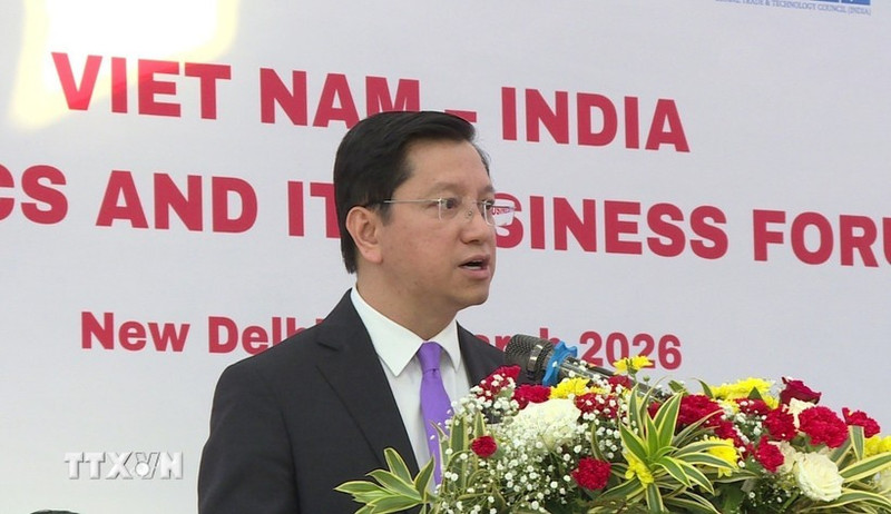 Nguyen Thanh Hai, embajador de Vietnam en la India, pronuncia un discurso en el evento. (Foto: VNA)