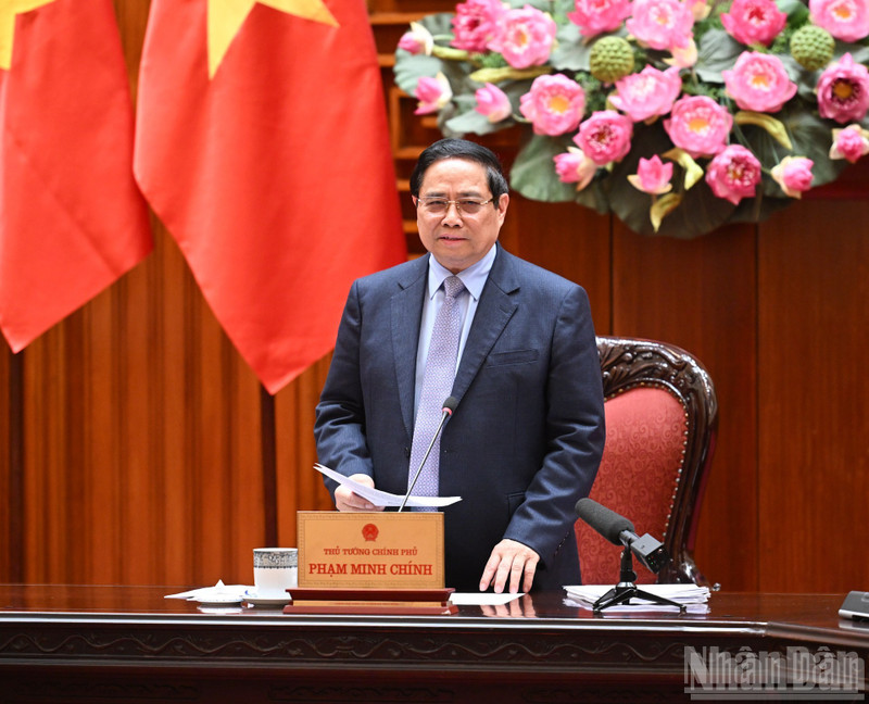 El primer ministro de Vietnam, Pham Minh Chinh, habla en el evento. (Foto: Nhan Dan)