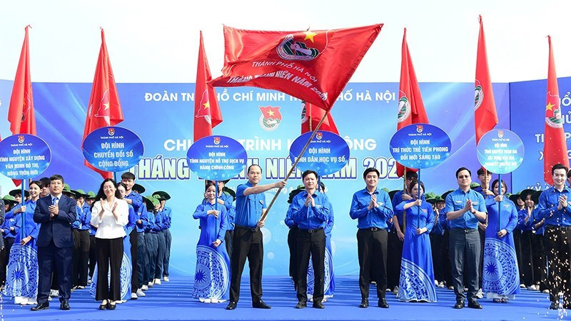 Jóvenes de Hanói lanzan el Mes de la Juventud. (Foto: Nhan Dan)